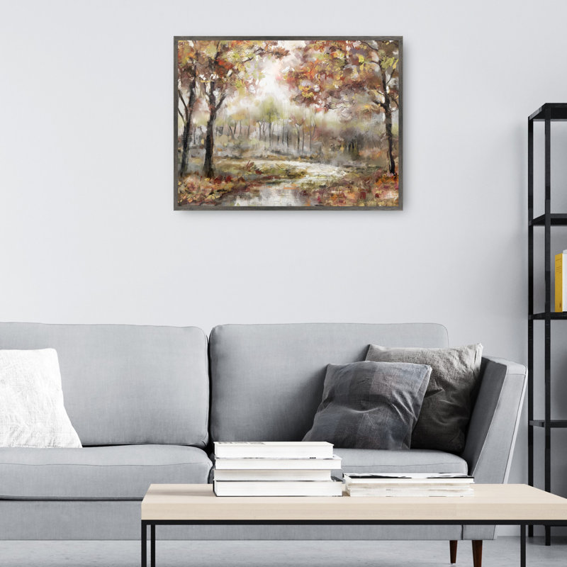 «Seasoned Path» par Studio Arts, reproduction d'art sur toile, H 43 po x l 57 po x P 1,5 po, Cadre couleur acier