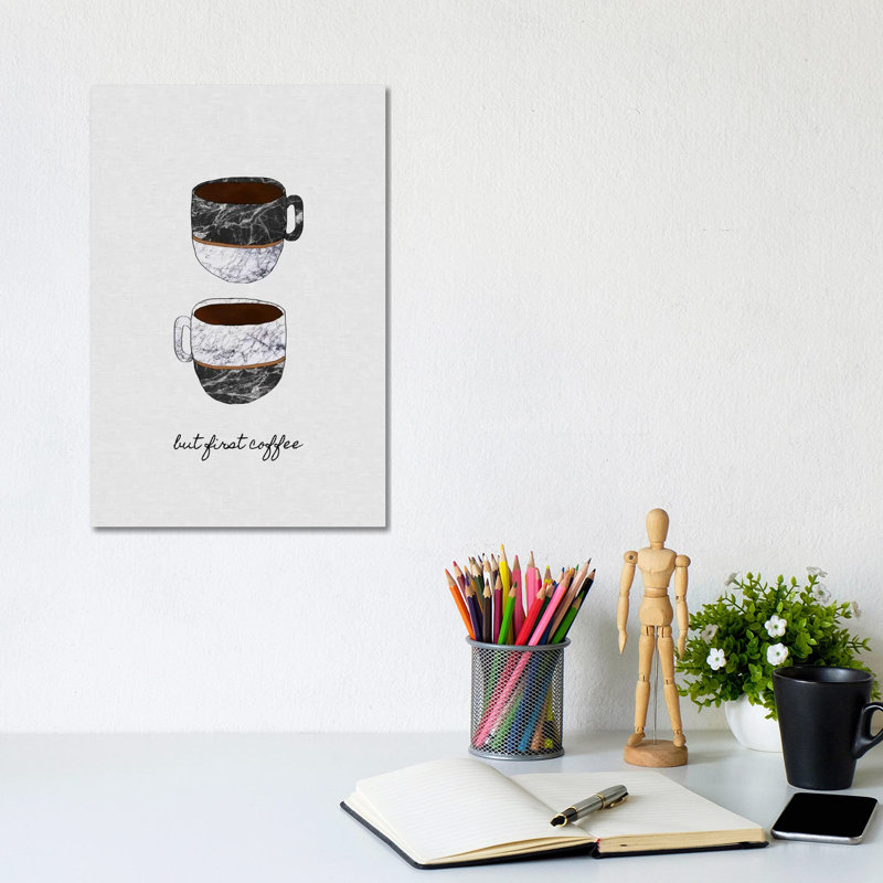 But First Coffee by Orara Studio - Wrapped Canvas Print, 20.32 cm H x 30.48 cm W