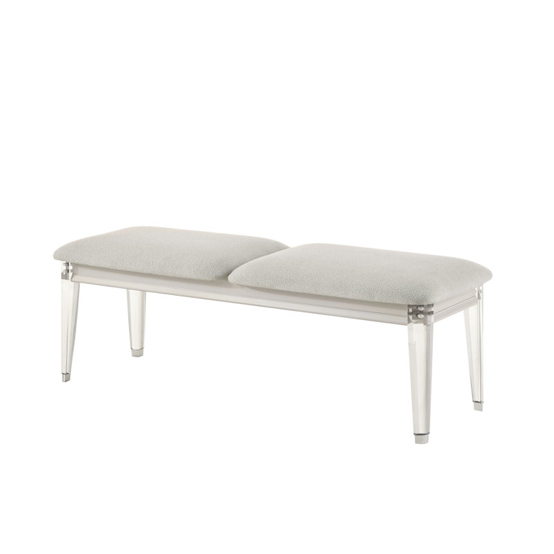 Gray Boucle Bench With White Legs - Rubber Wood 56" Package Depth Versatile And No Storage Feature 220Lbs Capacity