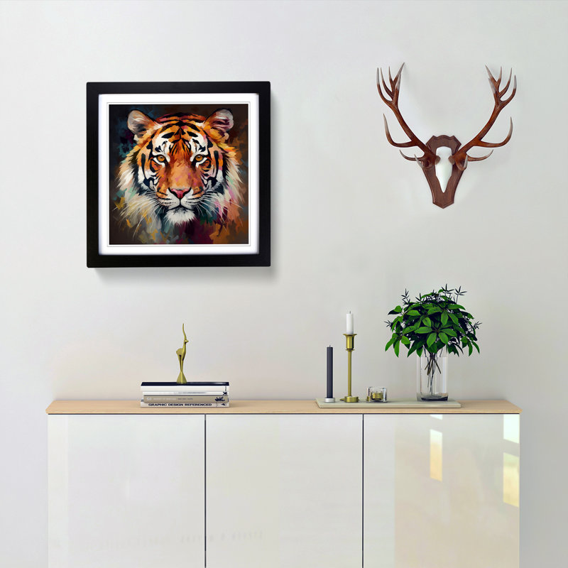 Tiger No.4 - Single Picture Frame Print on Wood, Black