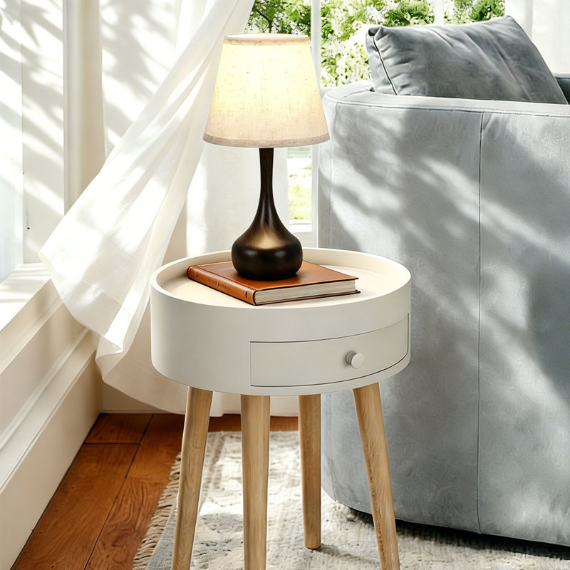 Lampe de table moderne en tissu de 17 po de haut avec commande tactile et ampoule (ensemble de 2, Black
