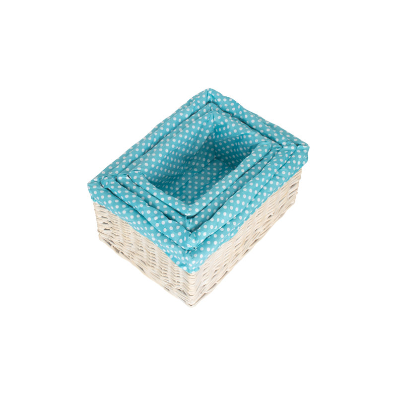 4 Piece Spotty Lined Open Storage Wicker Basket Set, Blue