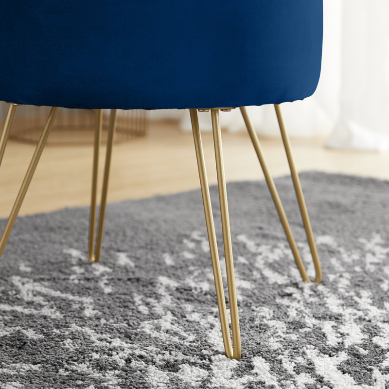Wolfeboro Velvet Ottoman, Navy