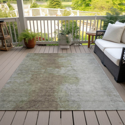 Machine Washable Indoor/Outdoor Xhevrie Taupe Rug