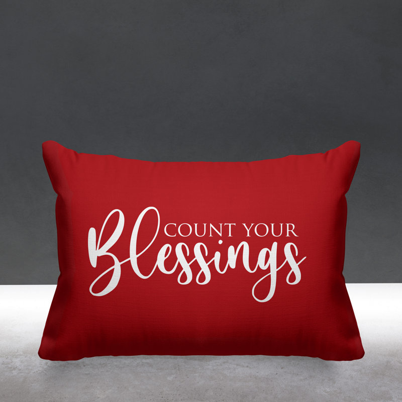 Housse et insert de coussin rectangulaire Aspire Count Your Blessings, Rouge