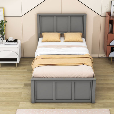 Structure de lit plateforme en bois avec tête de lit à 2 tiroirs Annaig