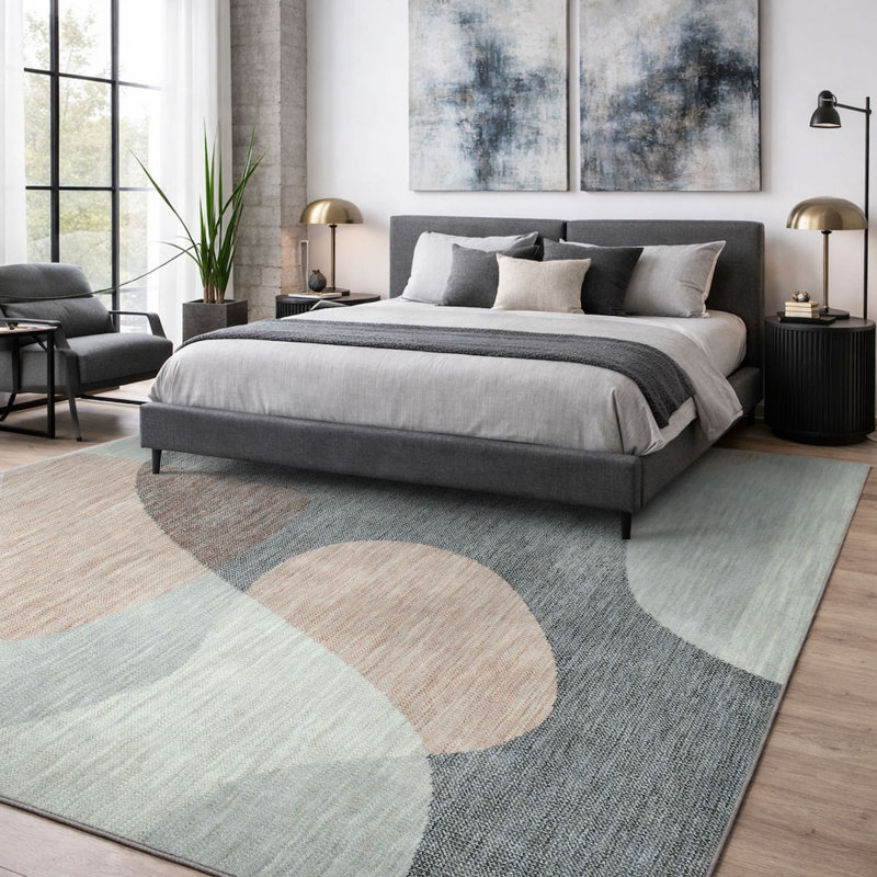 Holt Organic Abstract Modern Plush Washable Area Rug – Coda Collection, Rectangle 5'3" x 7'3"