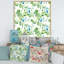 Feuilles tropicales avec petites fleurs bleues - peinture sur toile-67407148-67407144