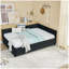 Lit de jour double avec couchette rembourrée capitonnée, structure de canapé-lit avec dossier et accoudoirs confortables, velours (79,5 po x 58 po x 25 po)-55941148