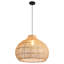 Large Rattan Pendant Light, Natural Wicker Shade, Iron Frame, Adjustable Height, E27 Socket, 60 Cm Diameter, For Living Room Dining Room (Bulb Not Included)