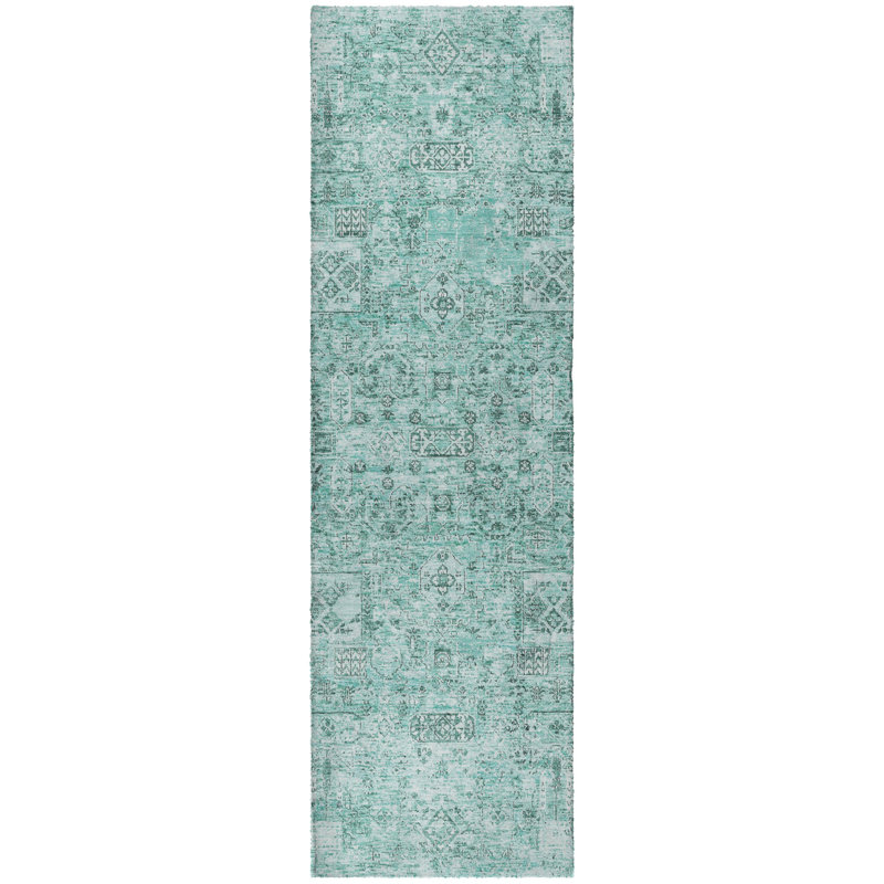 Tapis à poils longs de qualité supérieure lavable à la machine ADS611, Sarcelle, Tapis de couloir 2 pi 3 po x 7 pi 6 po