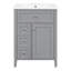 Meuble-lavabo gris 24 po avec lavabo, panneau de fibres à densité moyenne et bois d'hévéa, 3 tiroirs et armoire, conception moderne pour les petites et moyennes salles de bain-935316744