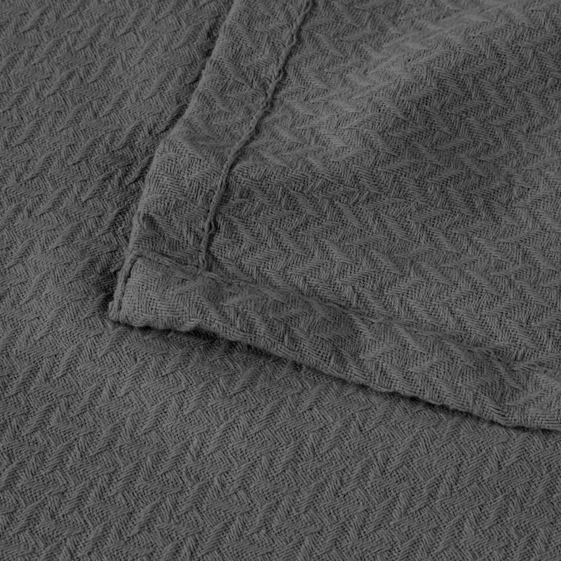 Superior Charcoal Cotton Chevron Twin Blanket