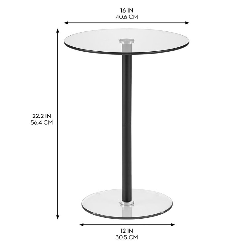 iDesign Round Pedestal Drink Table for Small Spaces, Black