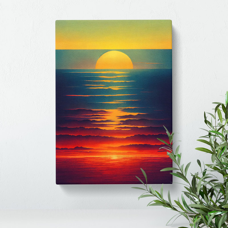 Sunset Watercolour Art No.6 - Wrapped Canvas Print, 50cm H x 35cm W x 3cm D