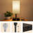 USB Small Table Lamp Set with Wood Base – Modern Rectangle Lights with LED Bulb Included, Decor Living Room, Bedroom, or Home Office