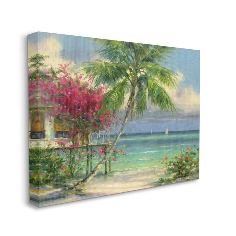 Art floral sur toile, vacances d'été tropicales par Martin Figlinski, H 24 po x l 30 po x P 1,5 po
