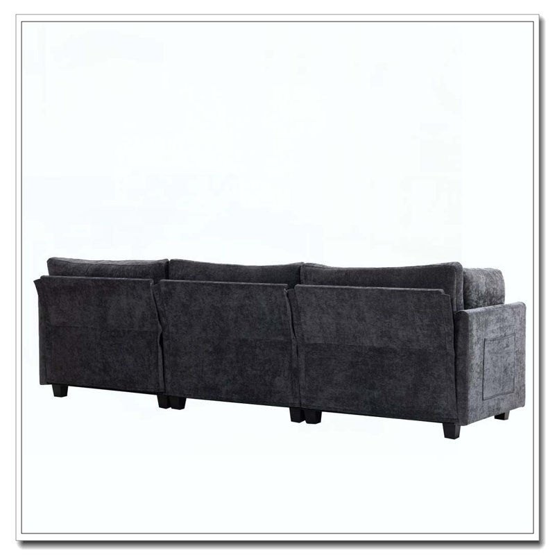 Canapé 3 places en tissu chenille profond, Gris foncé