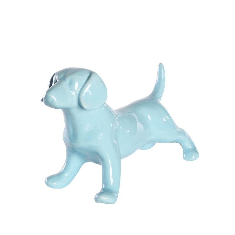 Figurine en céramique Beagle debout, Bleu reluisant