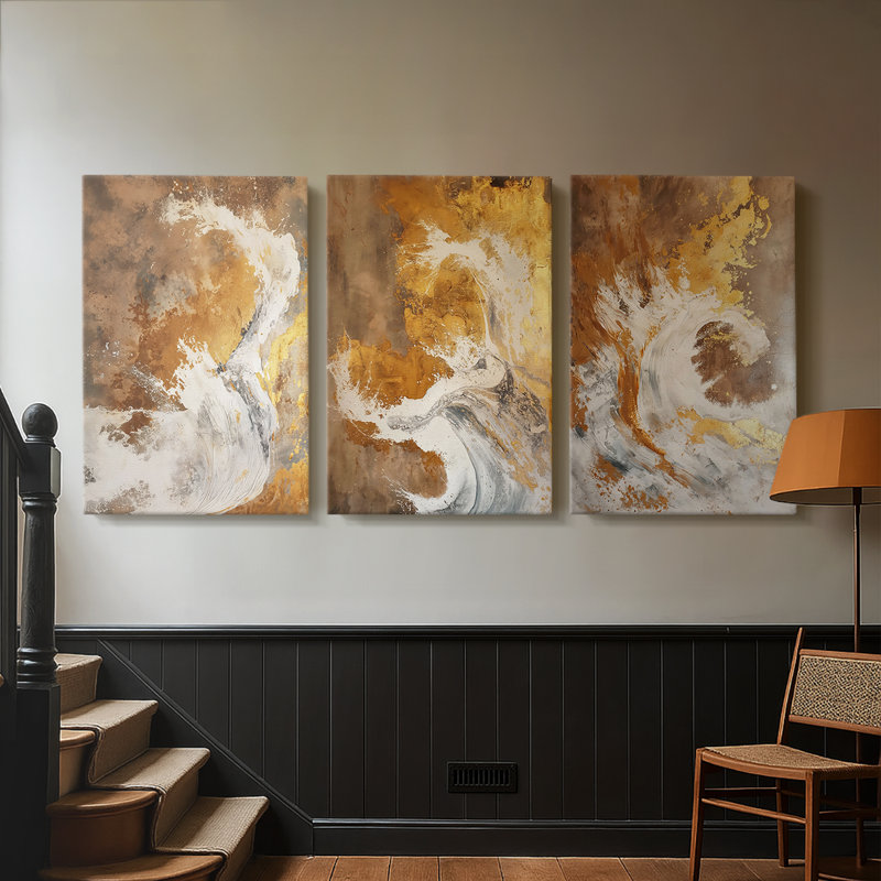 ABSTRACT Series CDXLII - Toile tendue sur mesure - 3 pièces, H 12 po x l 24 po