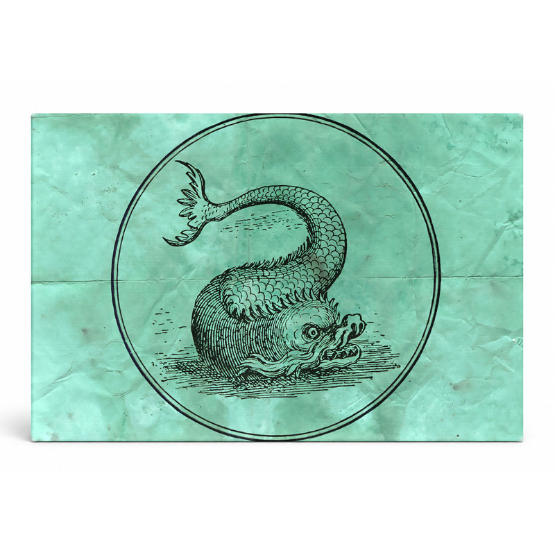 Sea Serpent Medallion - Landscape, art mural sur toile, 18" W x 12" H