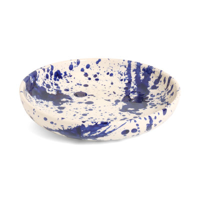 Blue Splatter Shallow Bowl