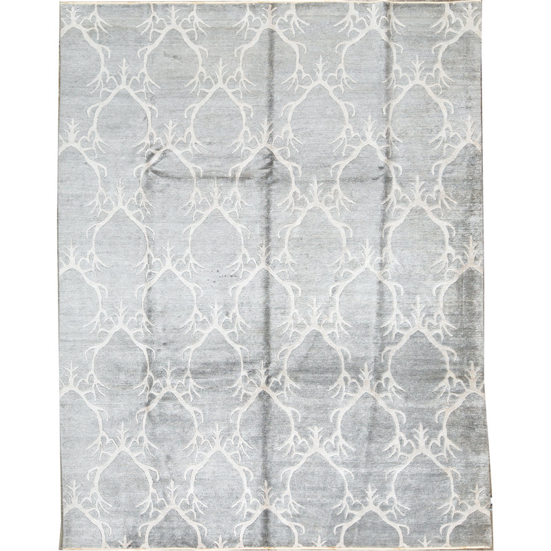 Tapis gris de haute qualité noué à la main