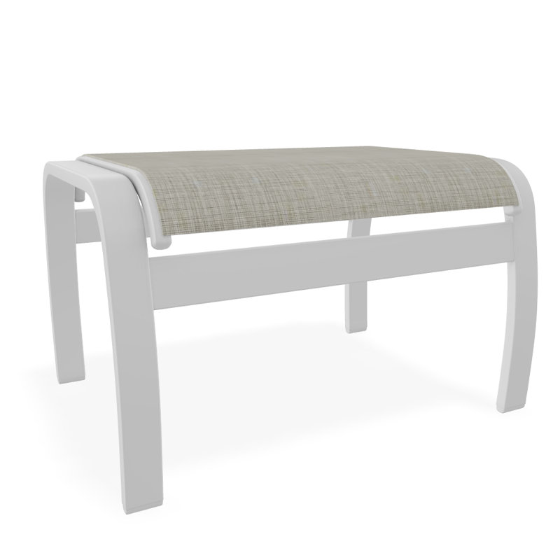 Repose-pieds d'extérieur avec coussin Askar, Ella, Blanc texturé