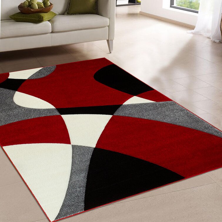 Flash Furniture KP-RG951-55-RD-GG 5 x 5 ft. Atlan Round Abstract Area Rug Red