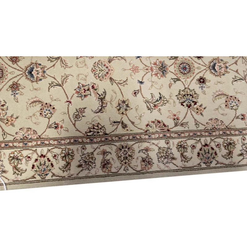 Tapis de couloir oriental en laine noué à la main taupe / ivoire