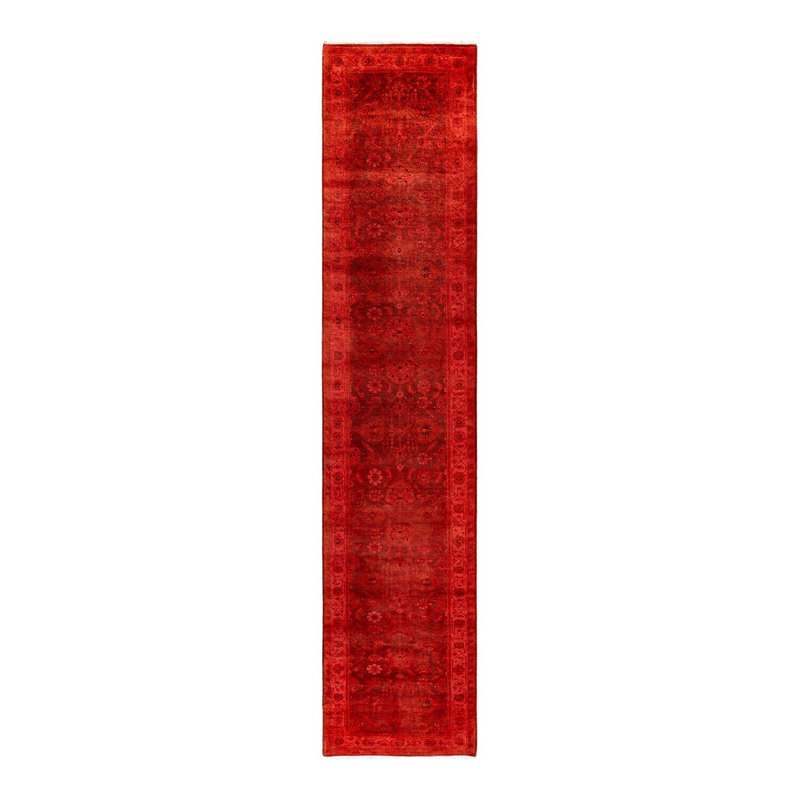 Tapis rouge noué à la main Mazzi, unique en son genre