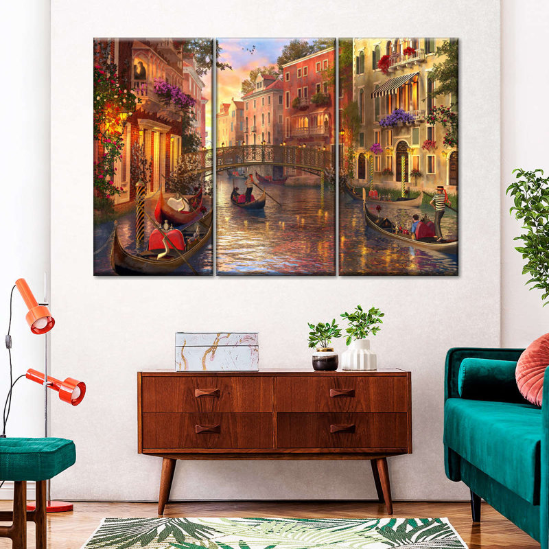 Coucher de soleil romantique à Venise, reproduction d'art sur toile, H 24 po x l 38 po x P 1,25 po