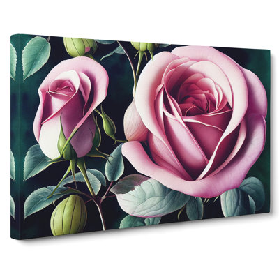Grand Rose Flowers - Wrapped Canvas