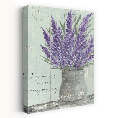 His Mercies Rustic Contemporary Lavender Spring Art