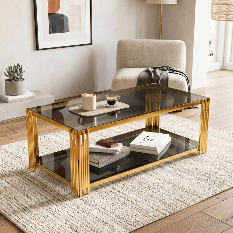 Table basse moderne rectangulaire noire, miroir, Black