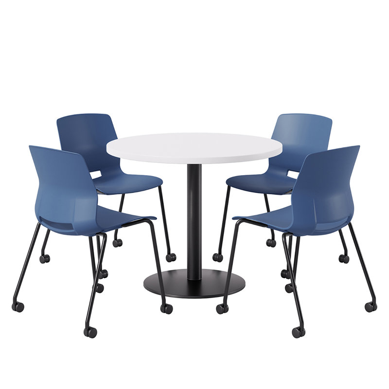 Ensemble repas pour quatre personnes, Bleu marine / Noir, Blanc, H 29 po x L 36 po x l 36 po