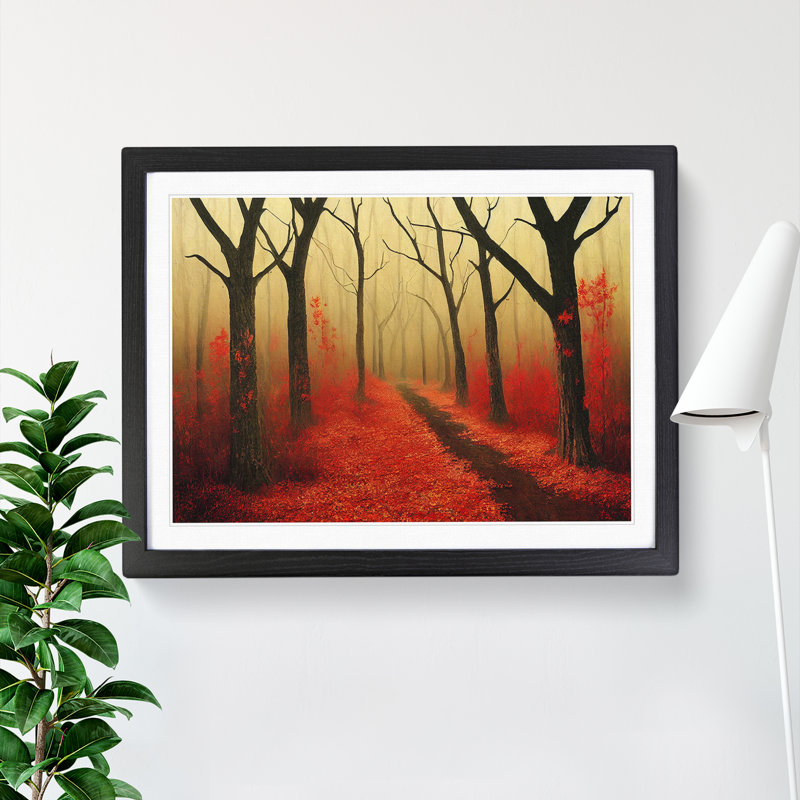 Stylish Autumn Forest - Single Picture Frame Print, Black, 46cm H x 64cm W x 2cm D
