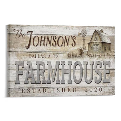 Personalized Rustic Family Last Name Sign, Built-In Back Wood Frame Wall Art, 24 X 36
