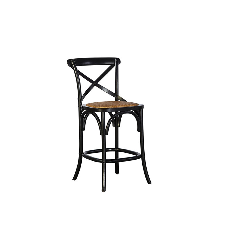 Tabouret de comptoir 24 po Bentwood, Bois clair / noir brillant
