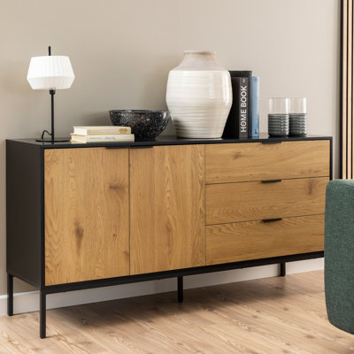 Lockeford Sideboard with 2 Doors and 3 Drawers in Black