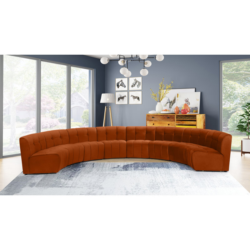 Jedson Velvet Sectional Symmetrical, Cognac Velvet