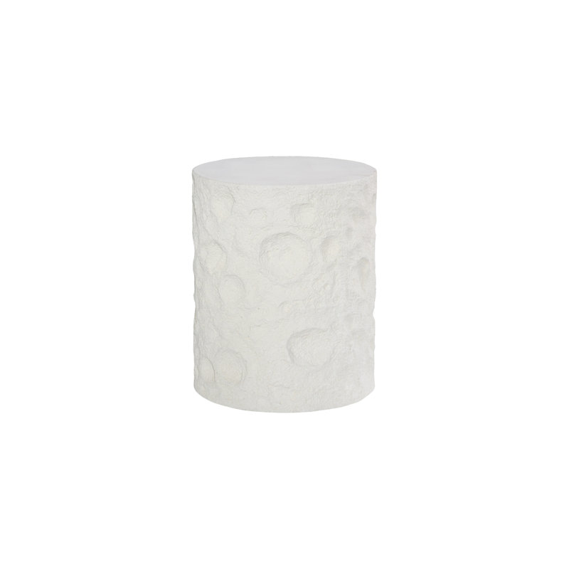 Crater Side Table, Black Stone, White