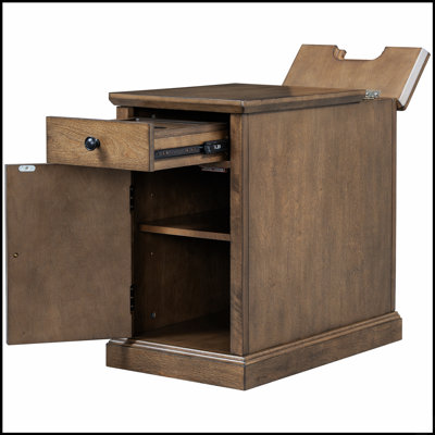 Classic Charging Livingroom End Table with USB Ports and Storage, Perfect for Modern Convenience and Aesthetic Appeal