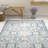 Salerna Micro-Loop Hand Tufted Wool/Cotton Damask Rug in Blue/Ivory-26609284