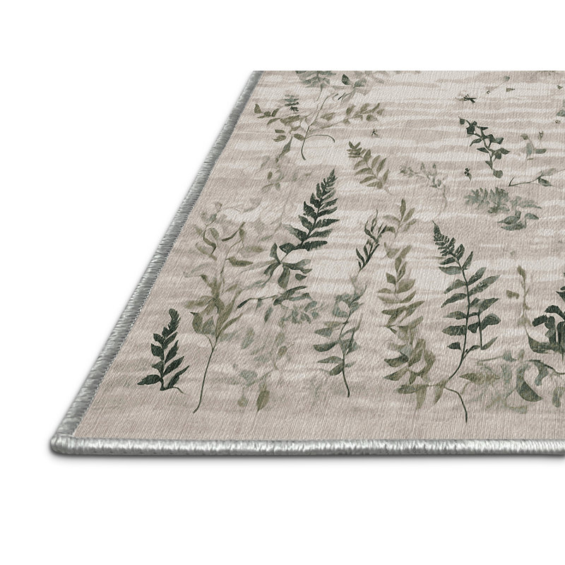 Machine Washable Beige Area Rug, Rectangle 5' x 8'