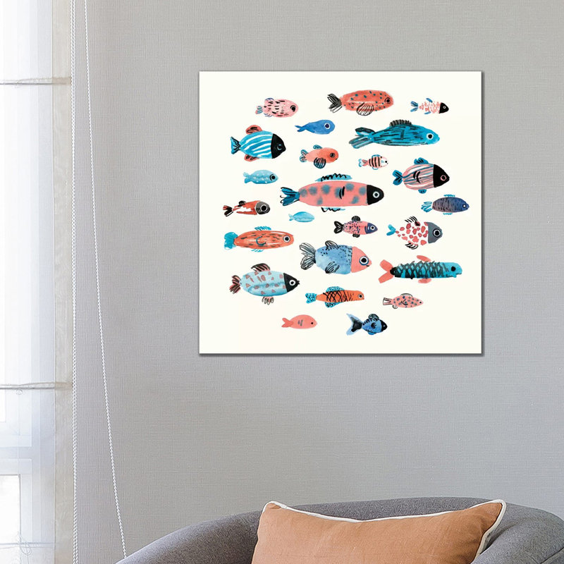 Fish School II by Annie Warren - Wrapped Canvas Print, 66.04 cm H x 66.04 cm W x 1.91 cm D