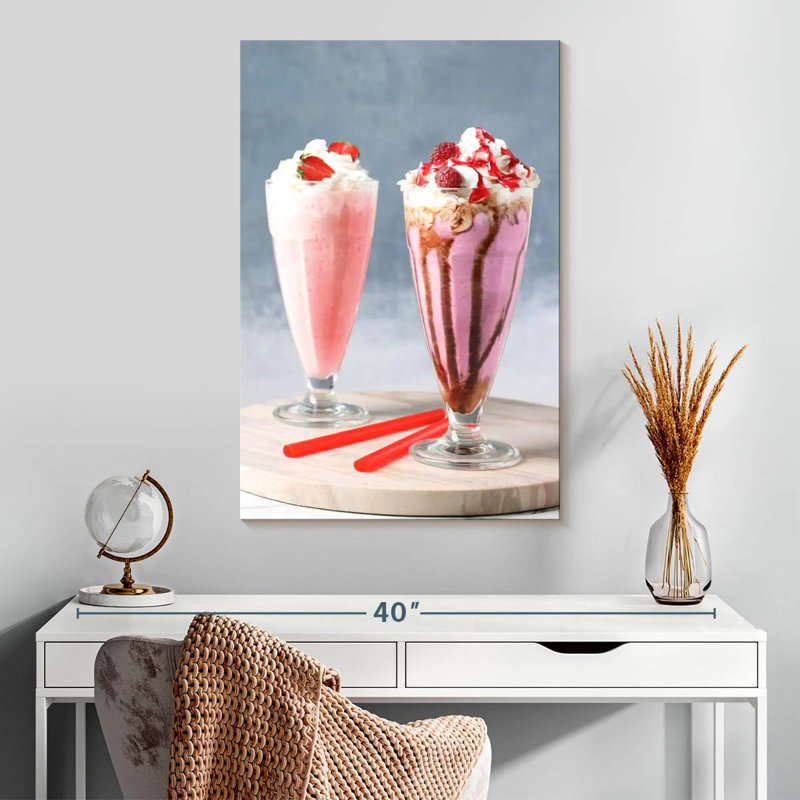 Yarlin Pink Berry Milkshakes, 30" H x 20" W