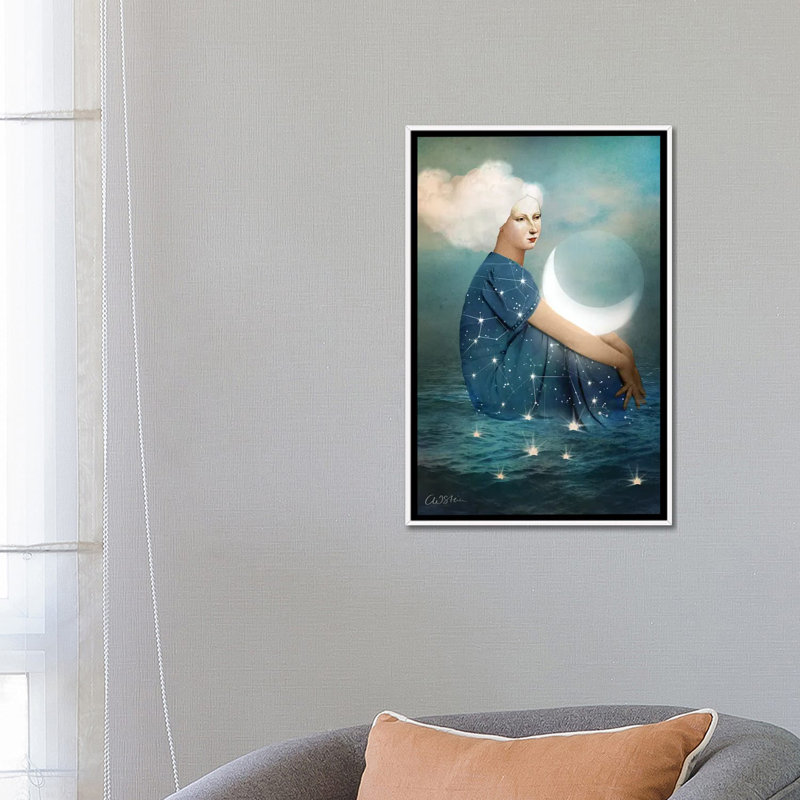 La lune par Catrin Welz-Stein - reproduction, H 26 po x l 18 po x 1,5 po, Toile blanche encadrée, Pas de tapis