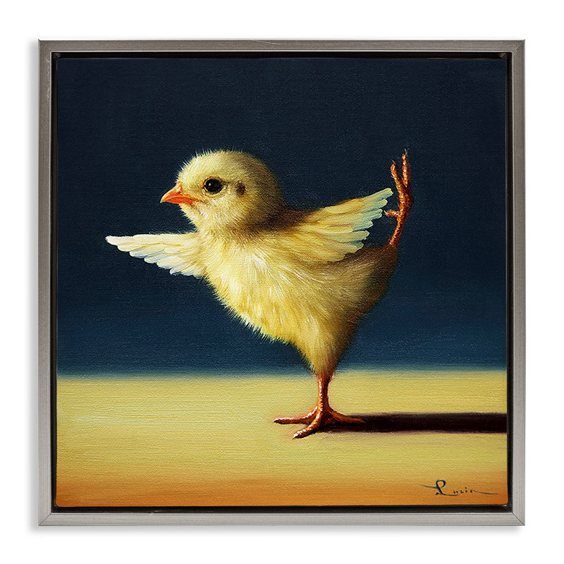 Yoga Chicks, peinture animalière amusante, Cadre flottant gris lustré, H 18 po x l 18 po