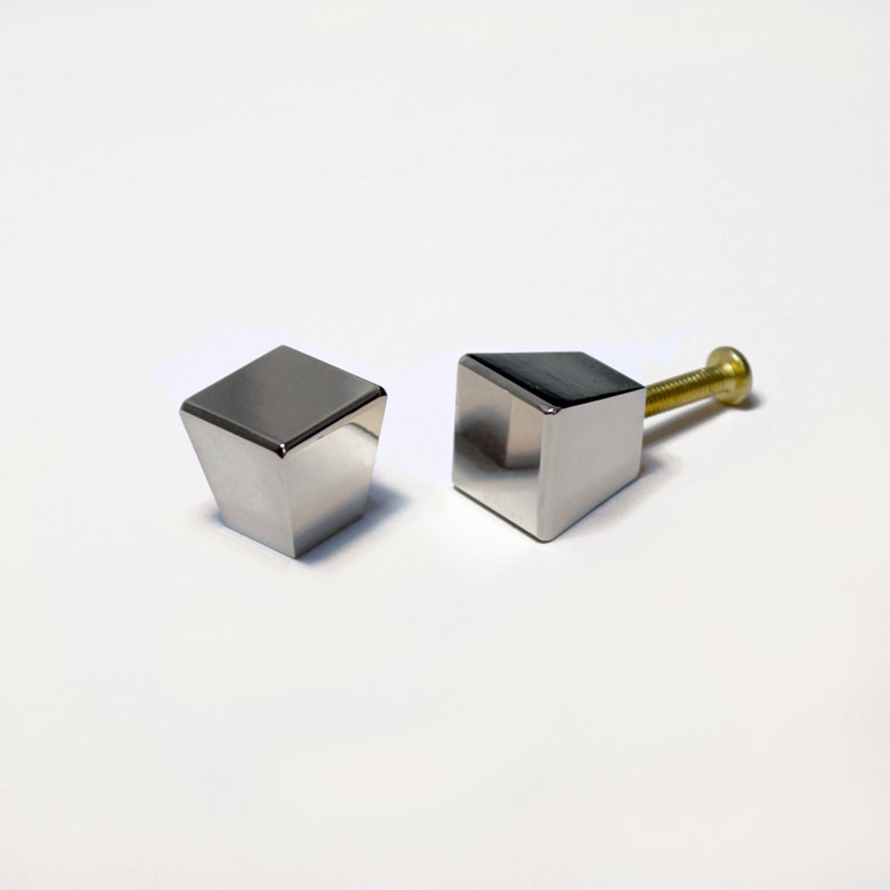 Pyramid Square Knob, Polished Nickel Plated